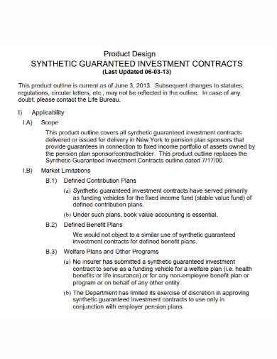 product design investment contract
