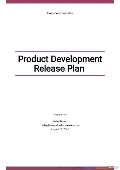 product development release plan