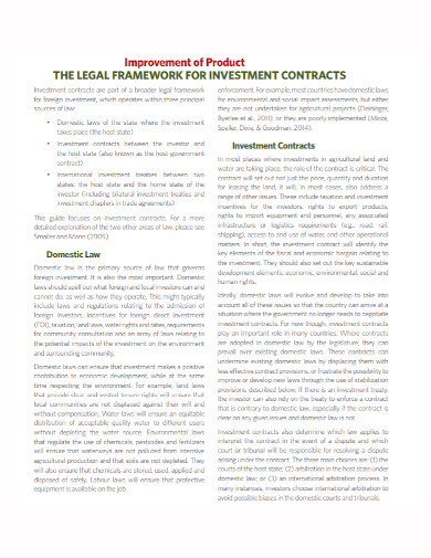 product improvement investment contract