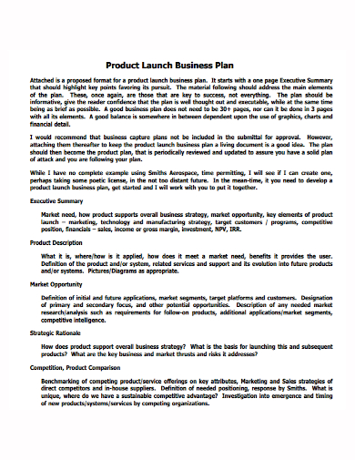 product launch business plan