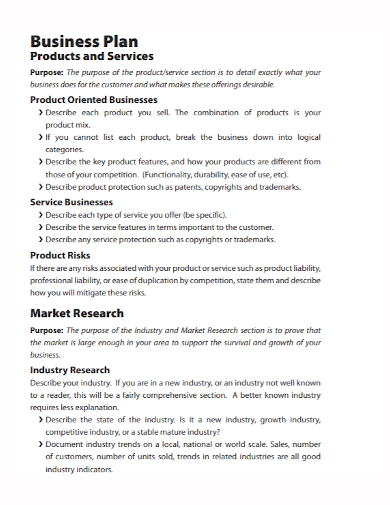 product services business plan