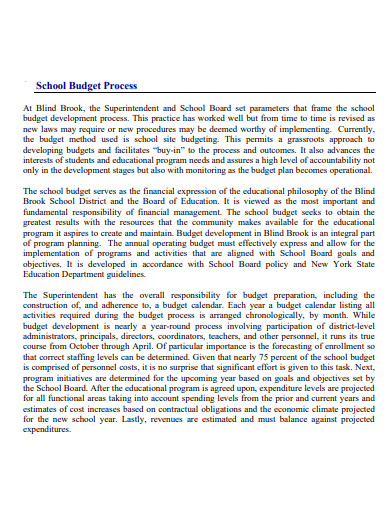 professional secondary education budget