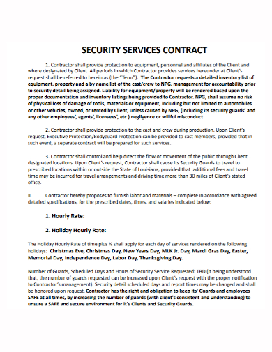 professional security services contract