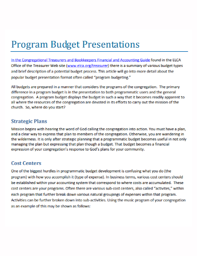 program budget presentation