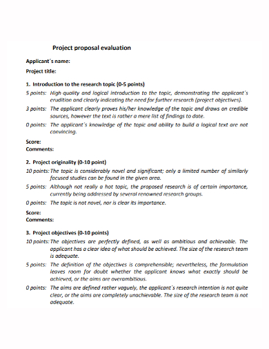 project applicant evaluation proposal