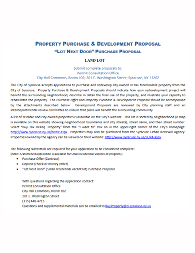 property land purchase proposal