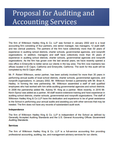 proposal for auditing and accounting services