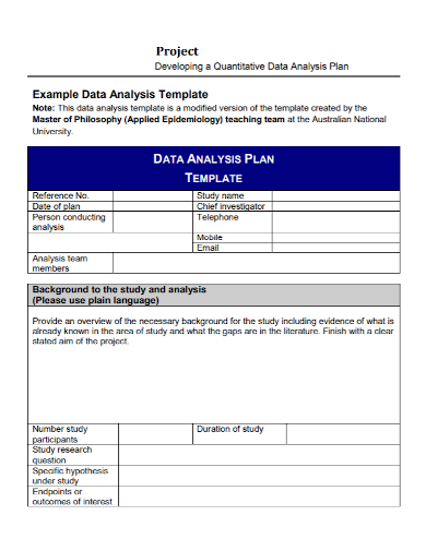 quantitative data analysis project plan