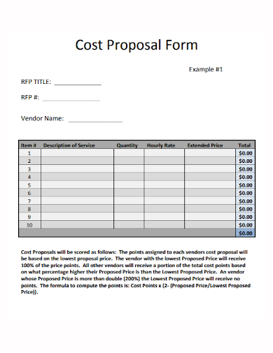 rfp cost proposal form