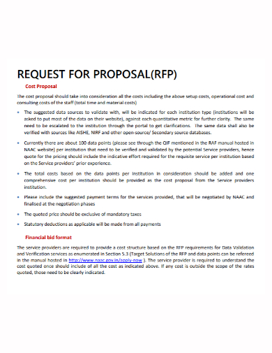 rfp financial cost proposal