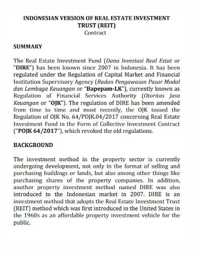 real estate fund investment contract