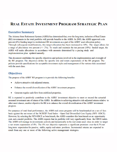 real estate investment program strategic plan