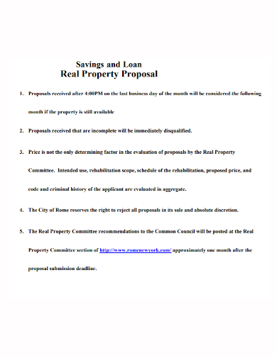 real estate property loan proposal