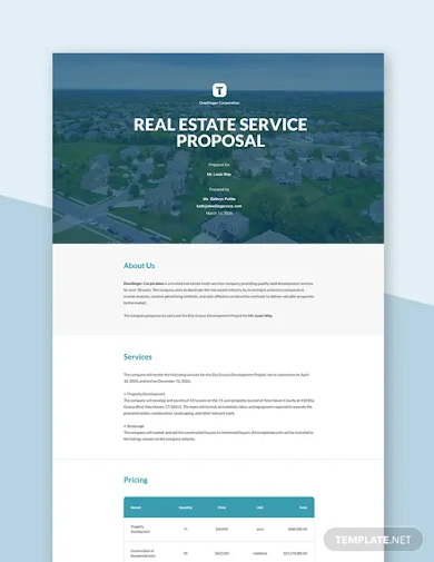 real estate service proposal template