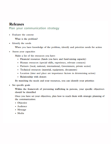 release communication strategy plan