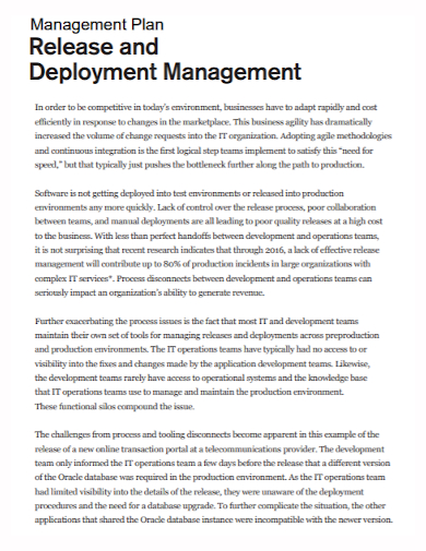 release deployment management plan