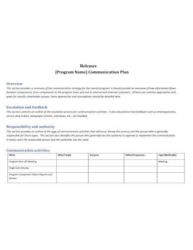 release program communication plan