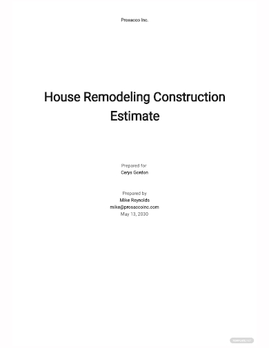 remodelling estimate template