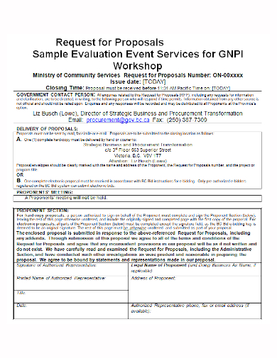 request for proposal event evaluation