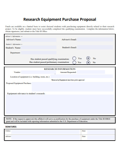 research equipment purchase proposal
