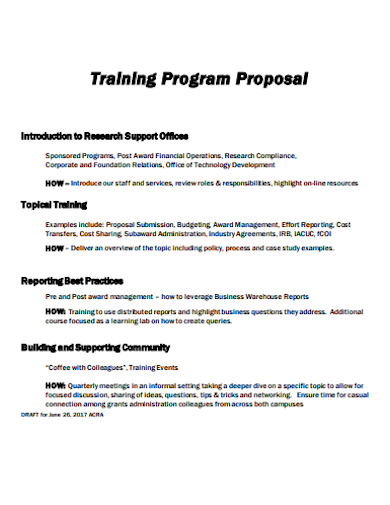 research office training program proposal
