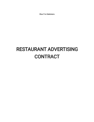 restaurant advertising contract