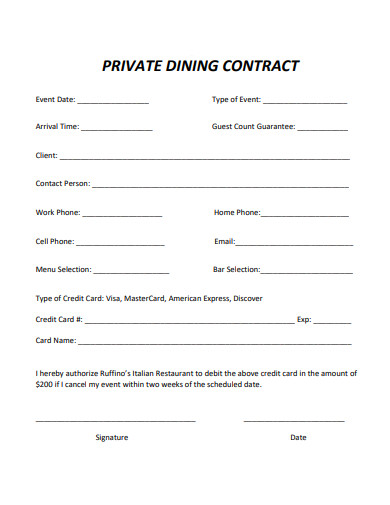 restaurant dining lease contract