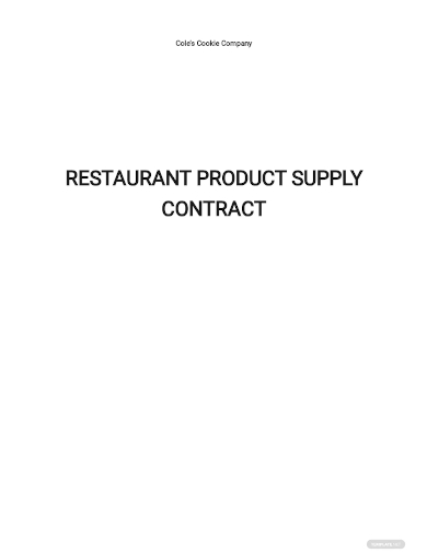 restaurant product supply contract template