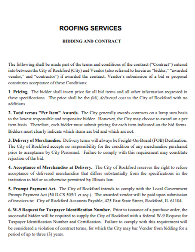 roofing bidding contract proposal