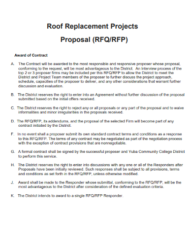roofing contract award proposal