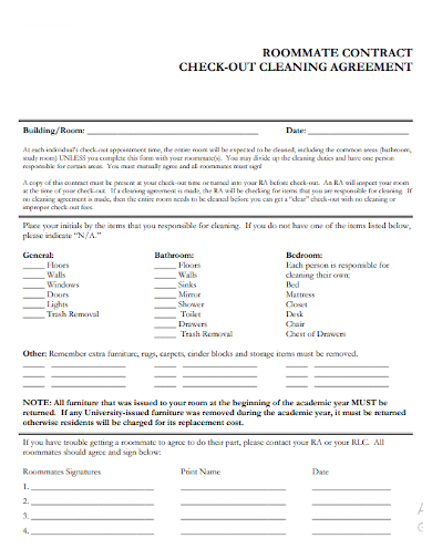 roommate contract check out cleaning agreement