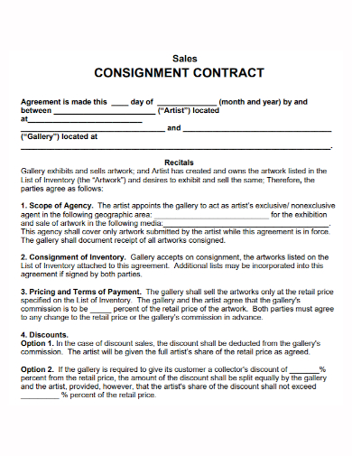 sales consignment contract