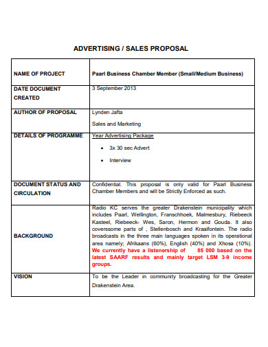 sample advertising sales proposal