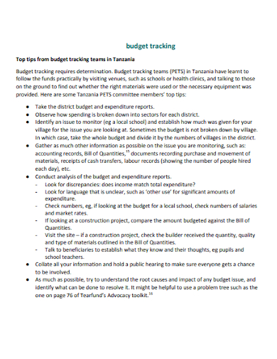 sample construction project budget tracking