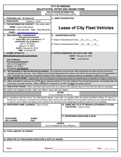 sample fleet vehicle lease proposal