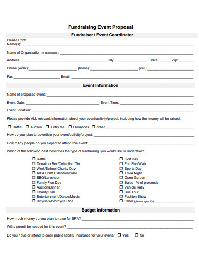 sample fundraising event proposal