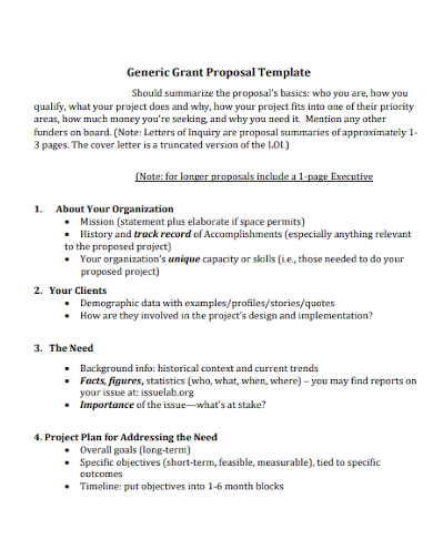 sample generic grant proposal