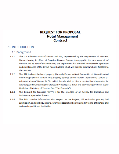 sample hotel management contract proposal