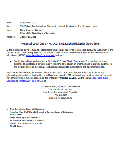sample one page school proposal