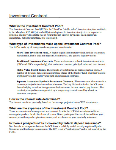 sample private investment contract