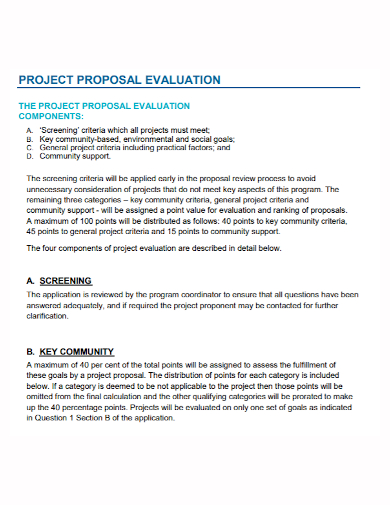 sample project evaluation proposal