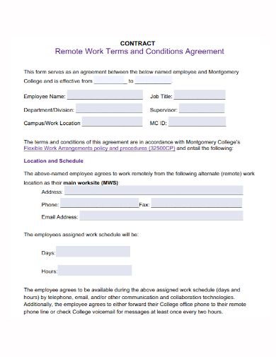 sample remote work contract