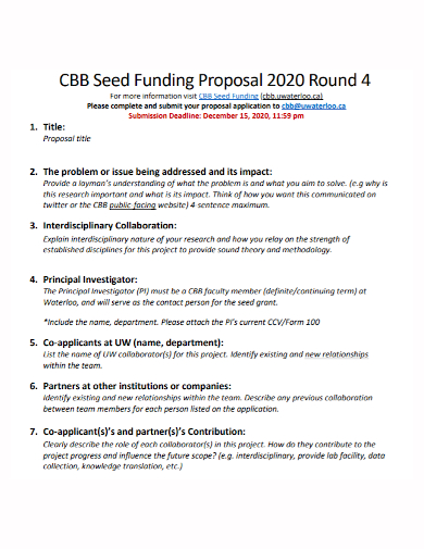 sample seed funding proposal