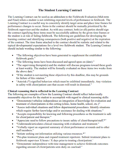 sample student learning contract