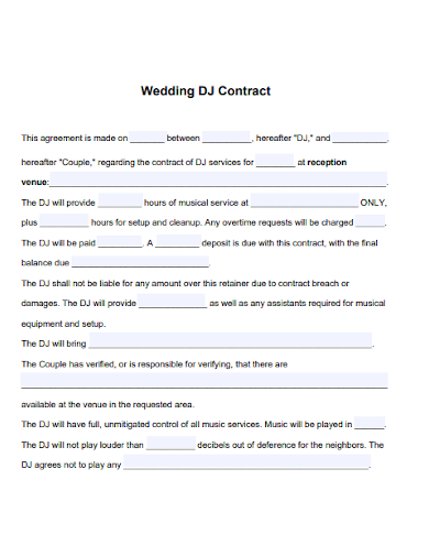 sample wedding dj contract
