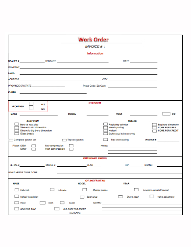 sample work order invoice