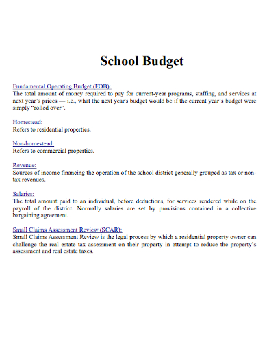 school fundamental operating budget