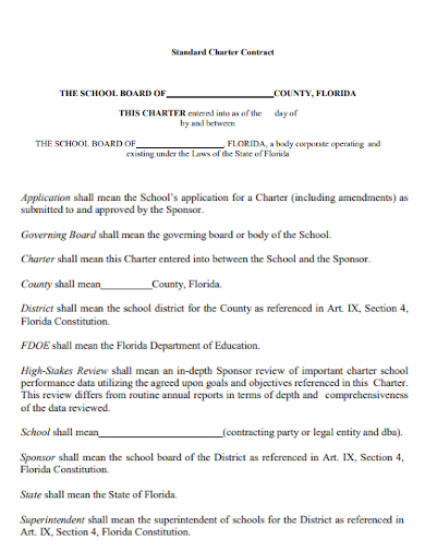 school standard charter contract