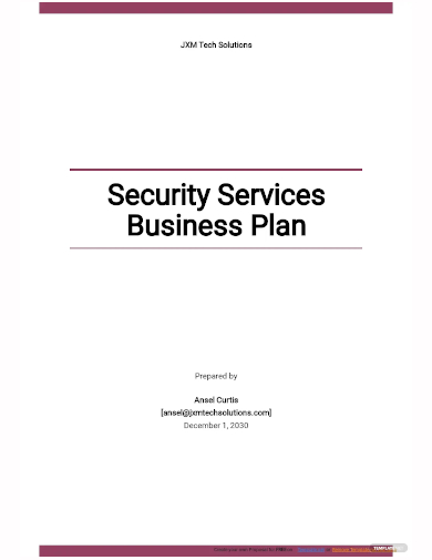 one year business plan for security company