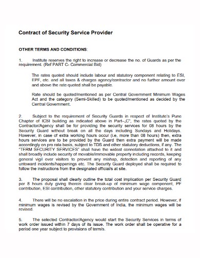 security services provider contract
